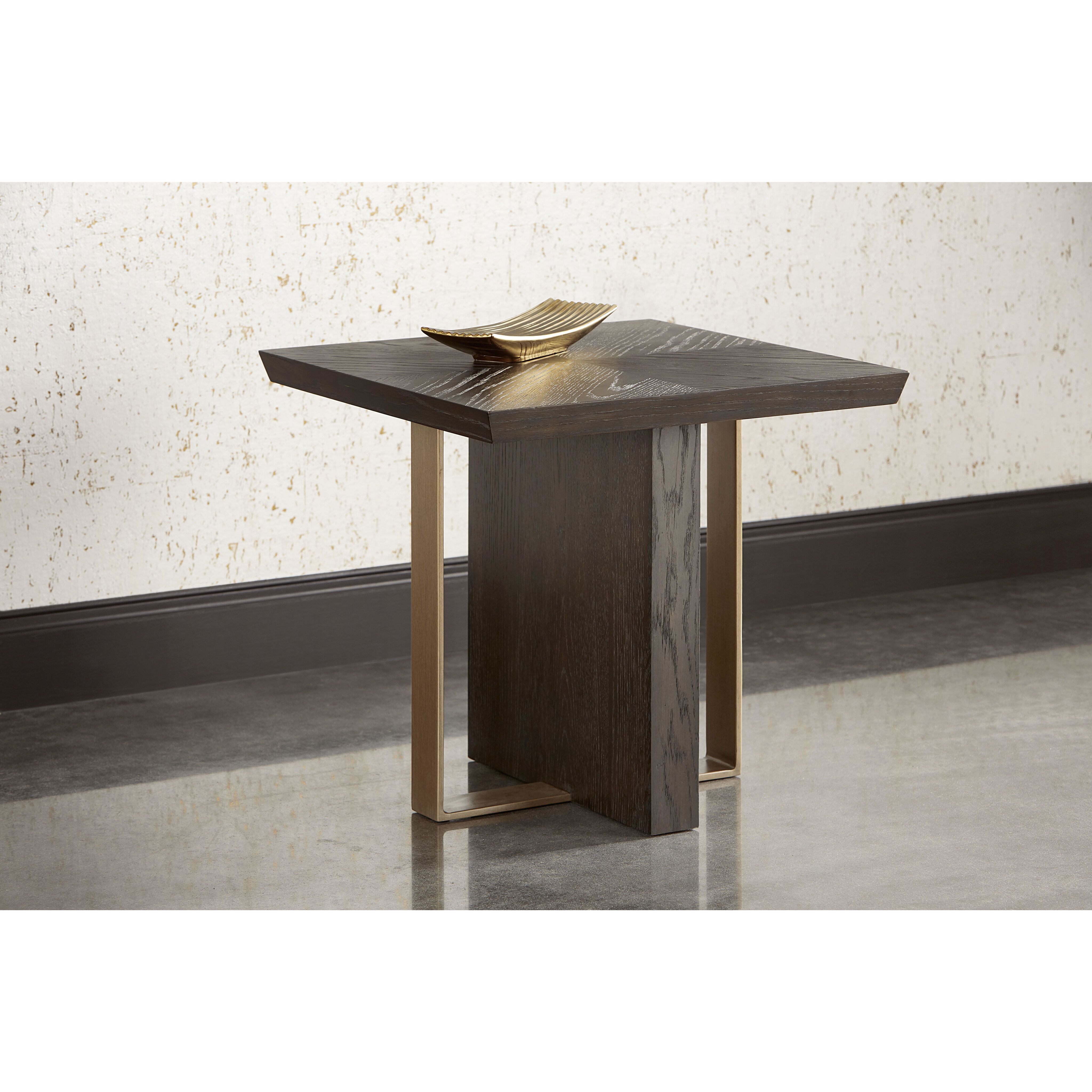 Lars 23.75 X 23.75 inch Espresso / Antique Brass Side Table